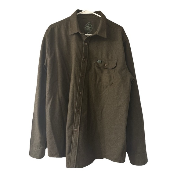 Other - Wet Coast Brewery Brown Button Down Wool Shirt With Lime Green Logo